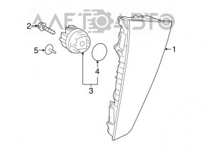 Lampa de protecție inferioară dreapta a unui Toyota Prius 50 16-18 are geam murdar din interior.
