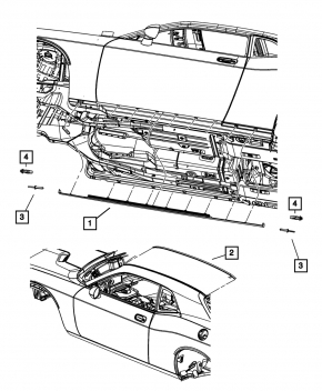 Pragul stâng al Dodge Challenger 09-14 pre-restilizare