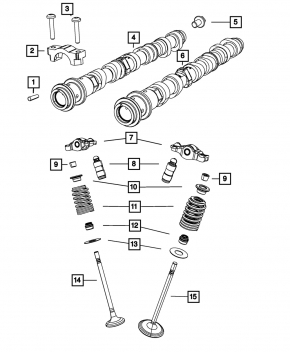 Arbore cu came evacuare stânga pentru Jeep Cherokee KL 14-22 3.2