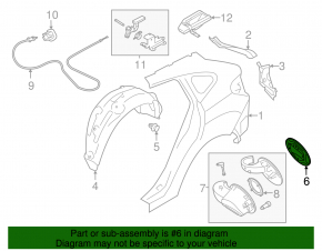 Лючок бензобака Subaru Impreza 5d 17-23 в сборе с корпусом