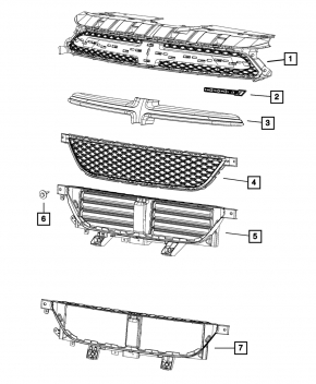 Grila radiatorului de bază Dodge Dart 13-16 goală