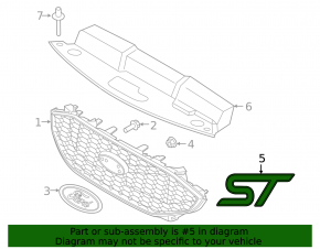 Эмблема надпись ST решетки радиатора grill Ford Edge 19-24