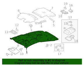 Обшивка потолка Toyota Prius 50 16-17 серая без люка