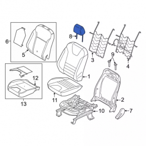 Подголовник 2 ряда левый Ford C-max MK2 13-16 ткань бежевая