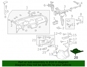 Накладка торпеды колени пассажир Lexus RX300 RX330 RX350 RX400h 04-06 серая