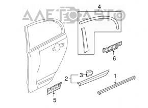Молдинг двери задней левой нижний Honda Civic 4d 06-09