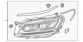 Фара передняя левая VW Passat b8 16-19 USA голая LED