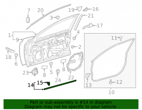 Уплотнитель двери передней левой нижний Toyota Camry v70 18-24