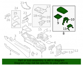 Подлокотник Ford Edge 15-19 серый