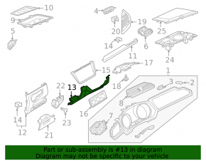 Накладка торпеды колени водителя правая часть VW Tiguan 18-24 черная