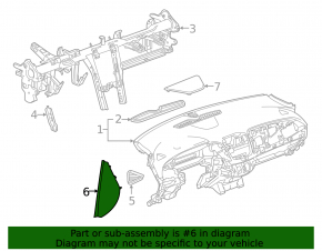 Накладка передней панели боковая левая Chevrolet Malibu 16-23 черная