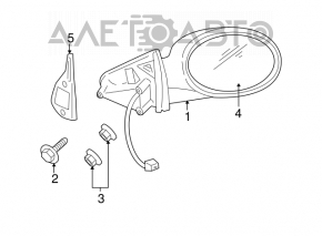 Oglindă laterală dreapta Chrysler Sebring 00-05 coupe, cu 3 pini, neagră