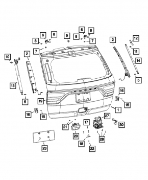 Ручка двери багажника Jeep Grand Cherokee WK2 17-17 keyless