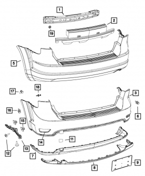Губа заднего бампера Dodge Journey 11-19 SXT