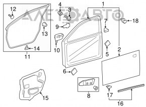 Уплотнитель двери передней правой Lexus ES300h ES350 13-18