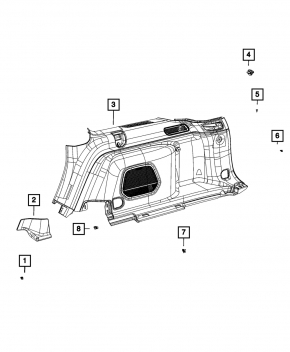 Обшивка арки левая Jeep Grand Cherokee WL 22-26 черная, тип 2