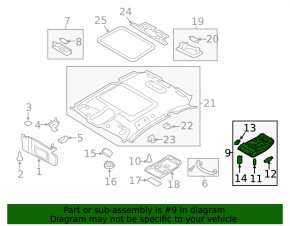 Plafonul de iluminare frontal pentru Audi Q5 8R 09-17 gri, fără panoramică