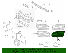 Решетка переднего бампера левая Audi A7 12-15 черная, без птф