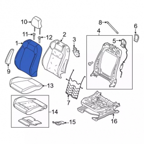 Пассажирское сидение Ford Mustang mk6 15-23 без airbag, купе, кожа