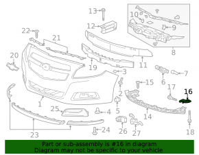 Кронштейн переднего нижнего усилителя правый Chevrolet Malibu 13-15