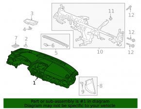 Panoul frontal al torpilei fără AIRBAG pentru Honda Accord 18-22
