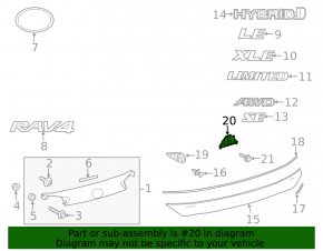 Montarea ornamentei de pe ușa portbagajului jos Toyota Rav4 16-18 restilizat nou original
