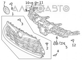 Кронштейн решетки радиатора grill Toyota Highlander 20-26
