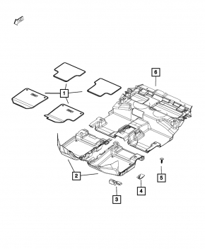 Комплект ковриков салона резина Jeep Cherokee KL 15-23 черный