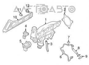 Ansamblu turbină cu galerie evacuare Audi Q5 8R 13-17 2.0T 103k, cu suport
