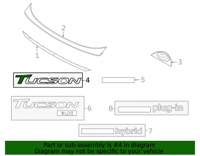 Эмблема надпись Tucson двери багажника Hyundai Tucson 22-26