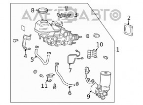 Главный тормозной цилиндр с бачком Toyota Venza 21-24 в сборе с brake booster, с крышкой, ошибки