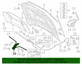 Кронштейн ручки открытия замка капота подкапотного Audi A6 C8 19-25