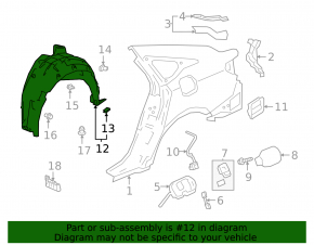 Подкрылок задний правый Honda Accord 18-22 LX, Sport