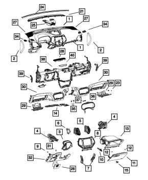 Перчаточный ящик, бардачок Jeep Cherokee KL 14-19 черн