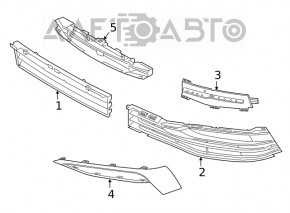 Ansamblu jaluzele deflectorului inferior al radiatorului BMW 5 G30 17-22 cu motor, fragment lipsă