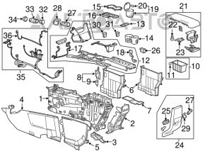 Консоль центральная подлокотник и подстаканники GMC Terrain 10-14