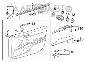 Накладка управления стеклоподъемниками передняя левая Toyota Camry v70 18-20 черная, слом креп