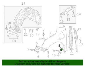 Кронштейн крыла левый Honda Clarity 18-21 нижний, на крыле