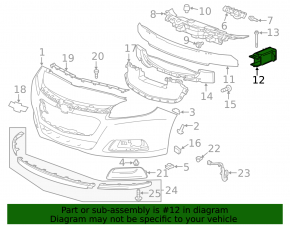 Клык усилителя переднего бампера левый Chevrolet Malibu 13-16