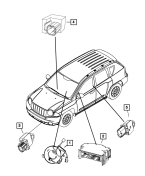 Модуль srs airbag компьютер подушек безопасности Jeep Patriot 11-14