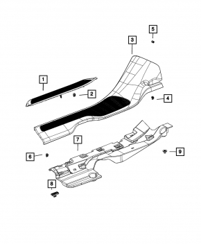 Накладка порога внешняя задняя левая Jeep Grand Cherokee WL 21-26 черная, long