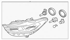 Фара передняя правая Ford Fusion mk5 17-20 галоген, без DRL