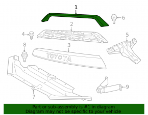 Молдинг решетки радиатора grill верх Toyota 4Runner 20-23 рест, графит 1G3