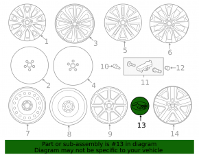 Центральный колпачок на диск Subaru Outback 15-17 59/51мм