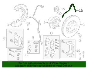 Furtun de frână față dreapta pentru Land Rover Range Rover Evoque 12-18 (sub 349 mm)