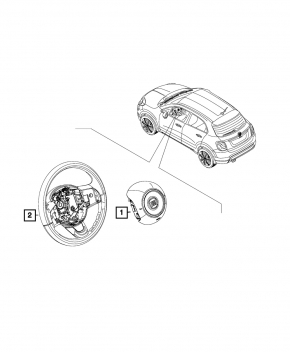 Подушка безопасности airbag в руль водительская Fiat 500X 16-18 дорест