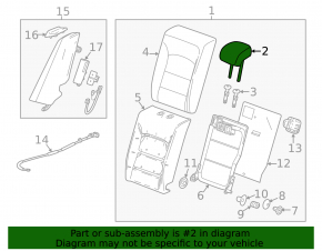 Подголовник 2 ряда левый Chevrolet Malibu 16-25 ткань черная
