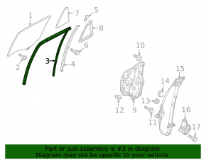 Уплотнитель стекла задний левый Mazda CX-5 13-16
