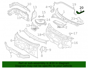 Уплотнитель решетки дворников правый Mini Cooper F56 3d 14-24