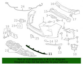 Губа переднего бампера центральная Lexus RX350 RX450h 16-19